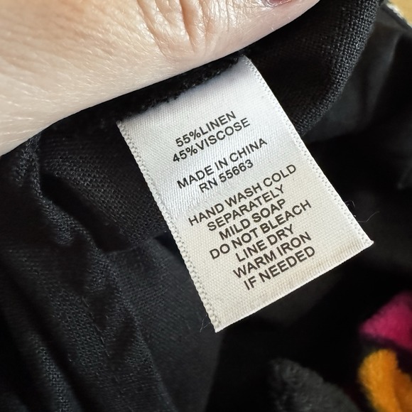 Cynthia Rowley Linen Long Sleeve Shirt Dress Size Medium Black Womens Drop Waist - Picture 6 of 6